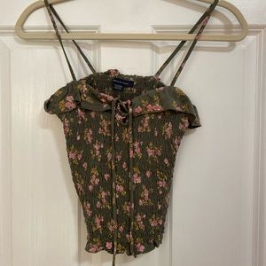 American eagle ribbed floral tank top